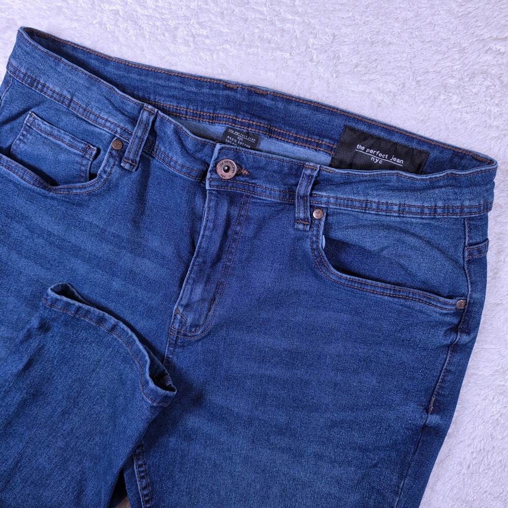 The Perfect Jean NYC Slim Thick Mens 34x32 Blue Stretch Denim JU9T5NAMR32